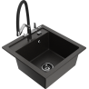 Mexen Vito 1-bowl granite sink with Duo kitchen faucet, black/gold metallic - 6503-75-671701-07-B