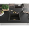 Mexen Vito 1-kompartmenten granieten spoelbak met Duo keukenmengkraan, zwart/goud metallic - 6503-75-671701-57-G