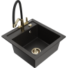Mexen Vito fregadero de granito de 1 compartimiento con grifo de cocina Duo, negro/metalizado dorado - 6503-75-671701-57-G