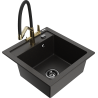 Mexen Vito lavello in granito a 1 vasca con rubinetto da cucina Duo, nero/oro metallico - 6503-75-671701-57-B