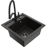 Mexen Vito fregadero de granito de 1 tazón con grifo de cocina Duo, negro/dorado metálico - 6503-75-671701-70-B