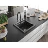 Mexen Vito 1-bowl granite kitchen sink with Duo tap, speckled black - 6503-76-671701-07
