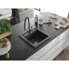 Mexen Vito fregadero de granito de 1 compartimento con grifo de cocina Duo, negro moteado - 6503-76-671701-07