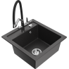 Mexen Vito fregadero de granito de 1 cubeta con grifo de cocina Duo, negro moteado - 6503-76-671701-07