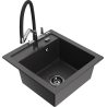 Mexen Vito fregadero de granito de 1 compartimento con grifo de cocina Duo, negro moteado - 6503-76-671701-07-B