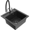 Mexen Vito granite sink 1-bowl with Duo kitchen tap, speckled black - 6503-76-671701-07-B
