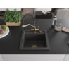Mexen Vito granite kitchen sink 1-bowl with Duo kitchen tap, black speckled - 6503-76-671701-57-G