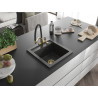 Mexen Vito fregadero de granito de 1 seno con grifo de cocina Duo, negro moteado - 6503-76-671701-57-G