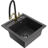 Mexen Vito granite 1-bowl kitchen sink with Duo faucet, black speckled - 6503-76-671701-57-B