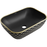 Mexen Rita countertop washbasin 45 x 32 cm, black matt/gold check pattern - 21084579