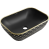 Mexen Rita lavabo de bancada 45 x 32 cm, preto mate/padrão dourado xadrez - 21084579