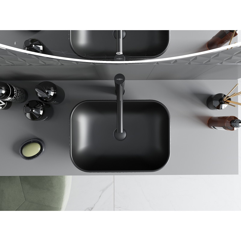 Mexen Rita opbouw waskom 45 x 32 cm, zwart mat/zilveren schubbenpatroon - 21084572