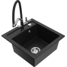 Mexen Vito 1-bowl granite kitchen sink with Duo kitchen tap, black - 6503-77-671701-07