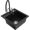 Mexen Vito fregadero de granito de 1 seno con grifo de cocina Duo, negro - 6503-77-671701-07