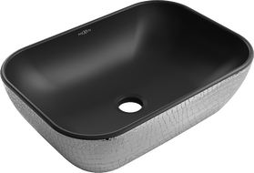 Mexen Rita countertop washbasin 45 x 32 cm, black matte/silver scale pattern - 21084572