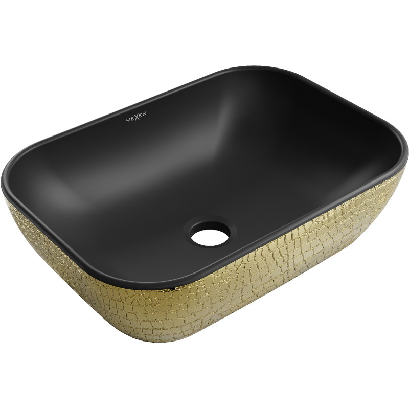 Mexen Rita countertop washbasin 45 x 32 cm, black matte/golden scale pattern - 21084578