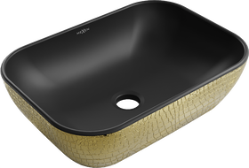 Mexen Rita Aufsatzwaschbecken 45 x 32 cm, schwarz matt/Gold Schuppenmuster - 21084578