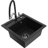 Mexen Vito 1-bowl Granite Kitchen Sink with Duo Tap, Black - 6503-77-671701-07-B