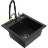 Mexen Vito fregadero de granito de 1 cámara con grifo de cocina Duo, negro - 6503-77-671701-57-B