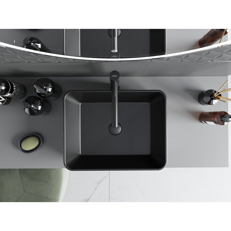 Mexen Catia opzetwastafel 48 x 37 cm, zwart mat/zilveren lijnpatroon - 21314873