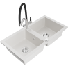 Mexen Mario fregadero de granito de 2 senos con grifo de cocina Duo, blanco - 6504-20-671701-07