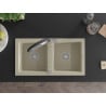 Mexen Mario granite kitchen sink 2-bowl with Duo kitchen tap, beige - 6504-69-671701-07