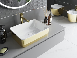 Mexen Catia lavabo sobre encimera 48 x 37 cm, blanco/dorado - 21314806