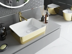 Mexen Catia lavatório de bancada 48 x 37 cm, branco/dourado - 21314806