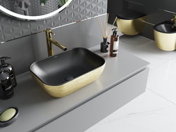 Mexen Rita opplaatzbar Spullsteen 45 x 32 cm, schwaarz matt/gouden Linne-Muster - 21084577