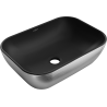 Mexen Rita countertop washbasin 45 x 32 cm, black matte/silver line pattern - 21084573