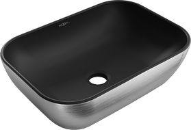 Mexen Rita countertop washbasin 45 x 32 cm, black matte/silver line pattern - 21084573
