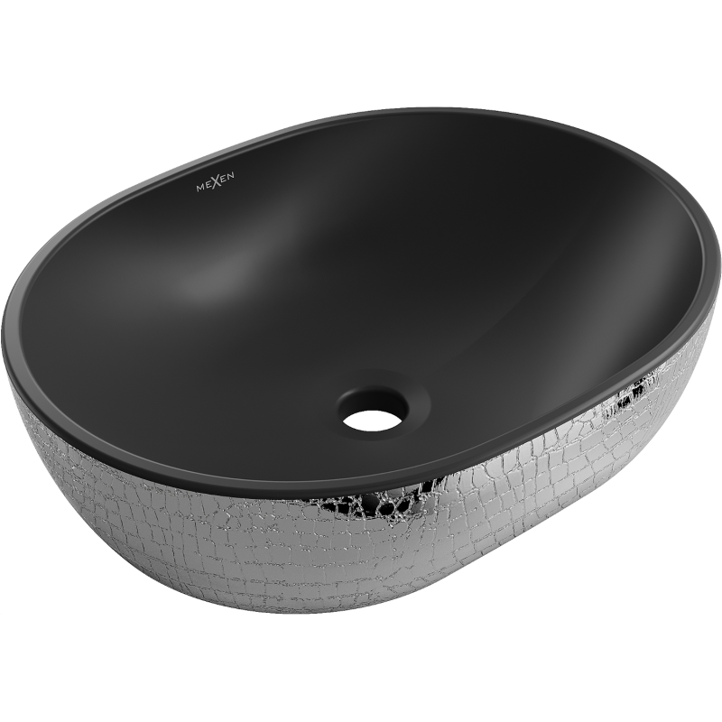 Mexen Viki tiskiallas tasoon 48 x 35 cm, musta matta/hopea suomukuvio - 21054872