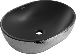 Mexen Viki lavabo de bancada 48 x 35 cm, preto mate/prateado padrão escama - 21054872