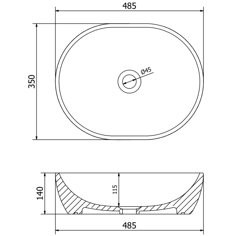 Mexen Viki opzetwastafel 48 x 35 cm, zwarte mat/zilveren schubben patroon - 21054872