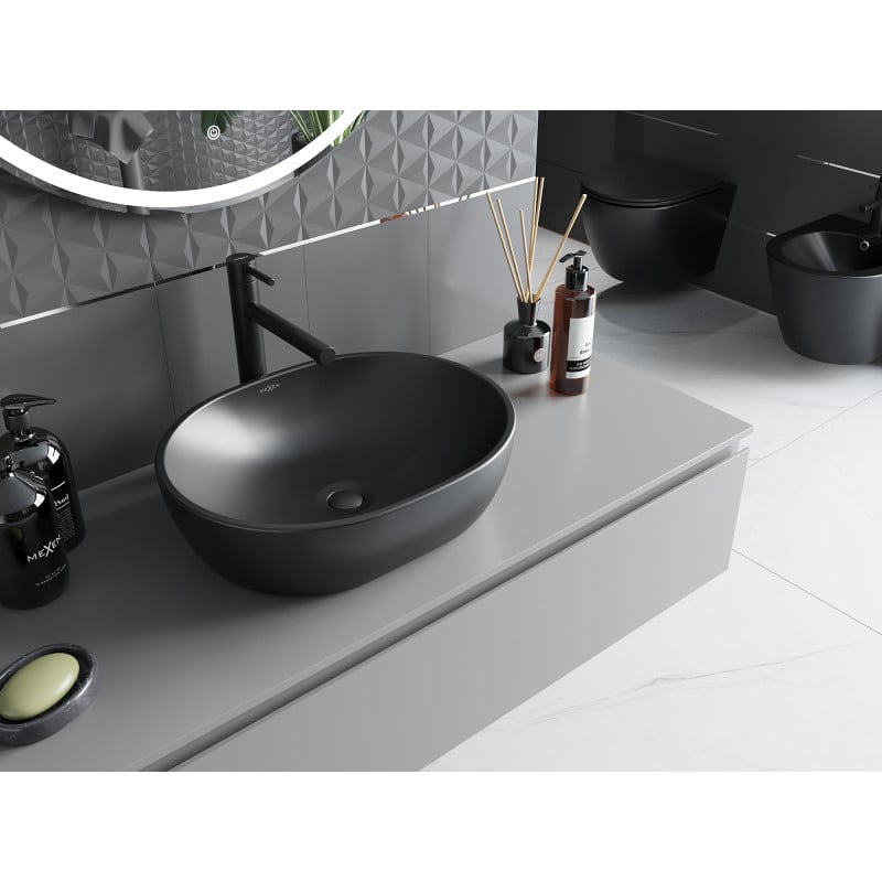 Mexen Viki countertop washbasin 48 x 35 cm, black matte - 21054885