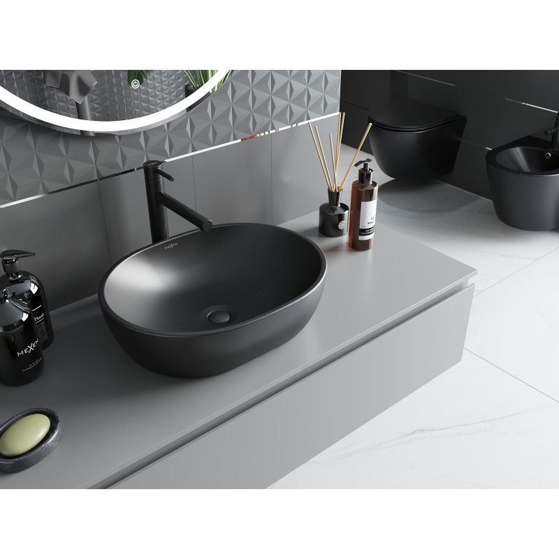 Mexen Viki lavabo sobre encimera 48 x 35 cm, negro mate - 21054885