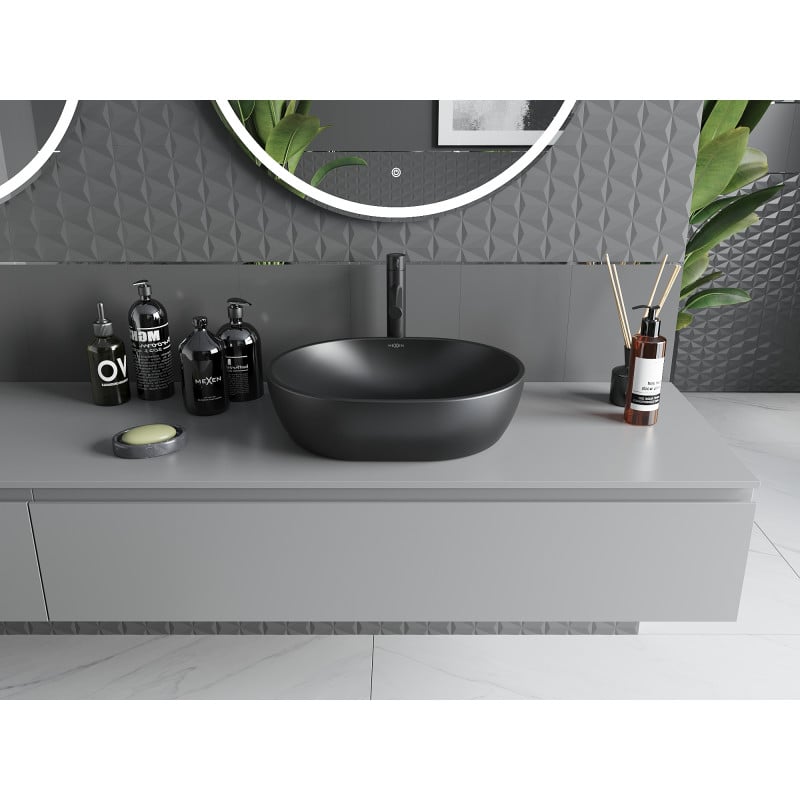 Mexen Viki umywalka nablatowa 48 x 35 cm, czarna mat - 21054885