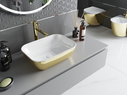 Mexen Rita lavabo sobre encimera 45 x 32 cm, blanco/dorado - 21084506