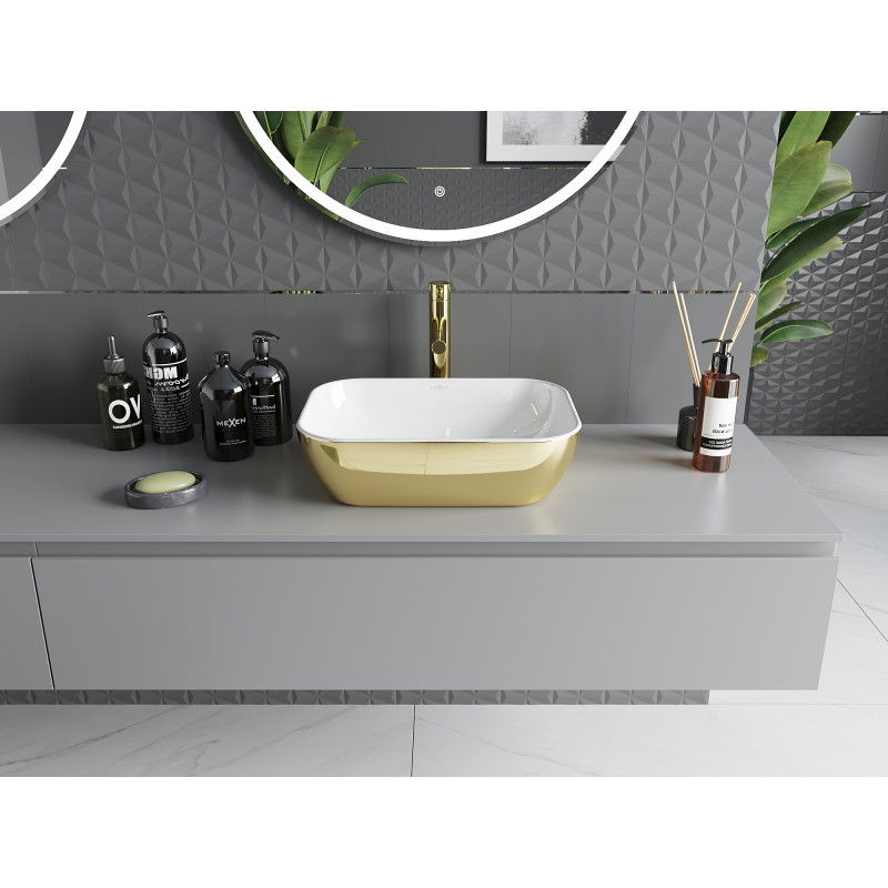 Mexen Rita νιπτήρας επίπλατος 45 x 32 εκ., λευκός/χρυσός - 21084506