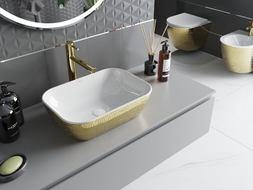Mexen Rita countertop washbasin 45 x 32 cm, white/gold scale pattern - 21084554