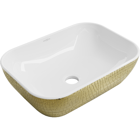 Mexen Rita opzetwastafel 45 x 32 cm, wit/goud schubbenpatroon - 21084554