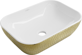 Mexen Rita lavatório de bancada 45 x 32 cm, branco/dourado padrão escama - 21084554