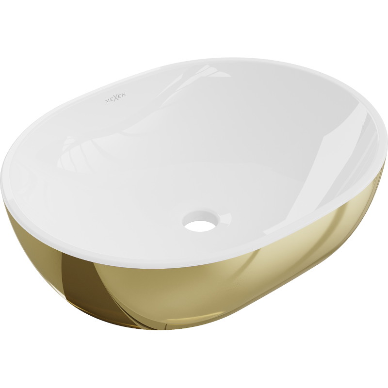 Mexen Viki countertop sink 48 x 35 cm, white/gold - 21054806