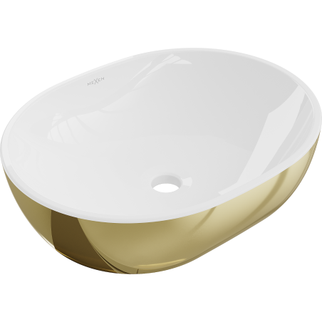 Mexen Viki bordsskiva handfat 48 x 35 cm, vit/guld - 21054806