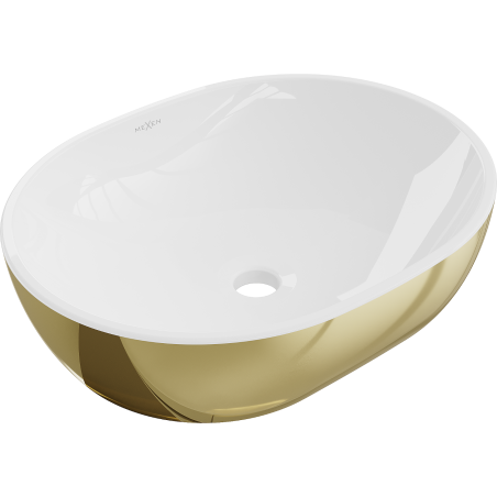 Mexen Viki countertop sink 48 x 35 cm, white/gold - 21054806