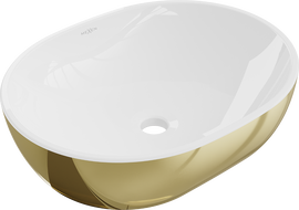Mexen Viki lavabo sobre encimera 48 x 35 cm, blanco/dorado - 21054806