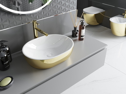 Mexen Viki Aufsatzwaschbecken 48 x 35 cm, weiß/gold - 21054806