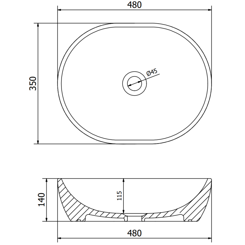Mexen Viki lavabo da appoggio 48 x 35 cm, bianco/oro motivo squame - 21054808