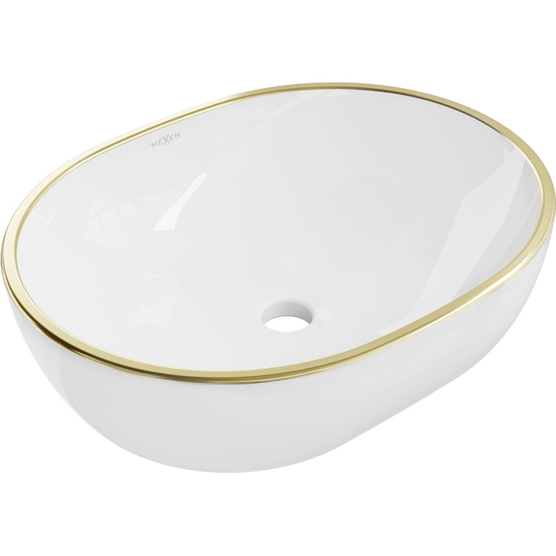 Mexen Viki laudapealne valamu 48 x 35 cm, valge/kuldne serv - 21054805