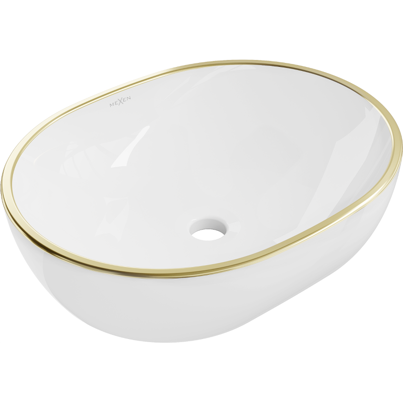 Mexen Viki umywalka nablatowa 48 x 35 cm, biała/złota rant - 21054805
